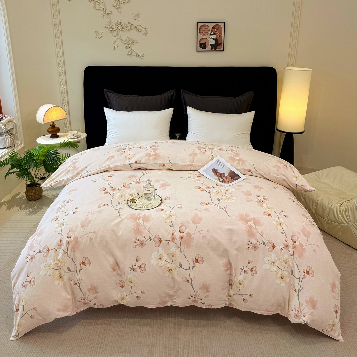 91家纺网 家纺一手货源 找家纺 壹贝家纺 2025新款A类100%全棉纯棉磨毛被套单被套被套单件 十里桃花