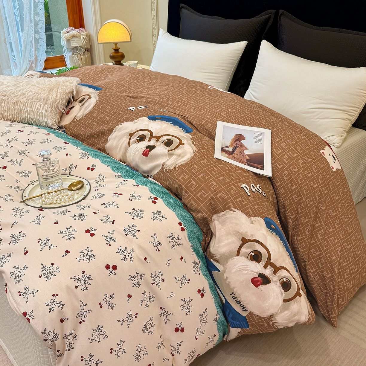 91家纺网 家纺一手货源 找家纺 壹贝家纺 2025新款A类100%全棉纯棉磨毛被套单被套被套单件 凯宝-咖