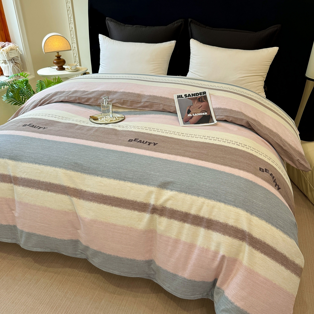 91家纺网 家纺一手货源 找家纺 壹贝家纺 2025新款A类100%全棉纯棉磨毛被套单被套被套单件 信条主义-咖