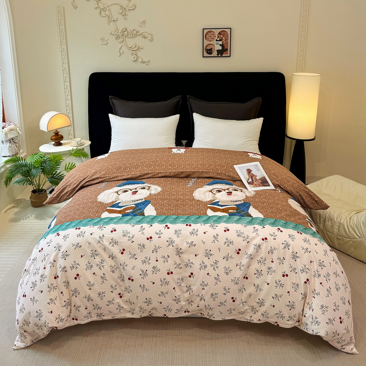 91家纺网 家纺一手货源 找家纺 壹贝家纺 2025新款A类100%全棉纯棉磨毛被套单被套被套单件 凯宝-咖