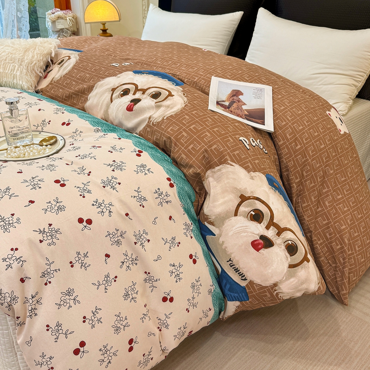 91家纺网 家纺一手货源 找家纺 壹贝家纺 2025新款A类100%全棉纯棉磨毛被套单被套被套单件 凯宝-咖