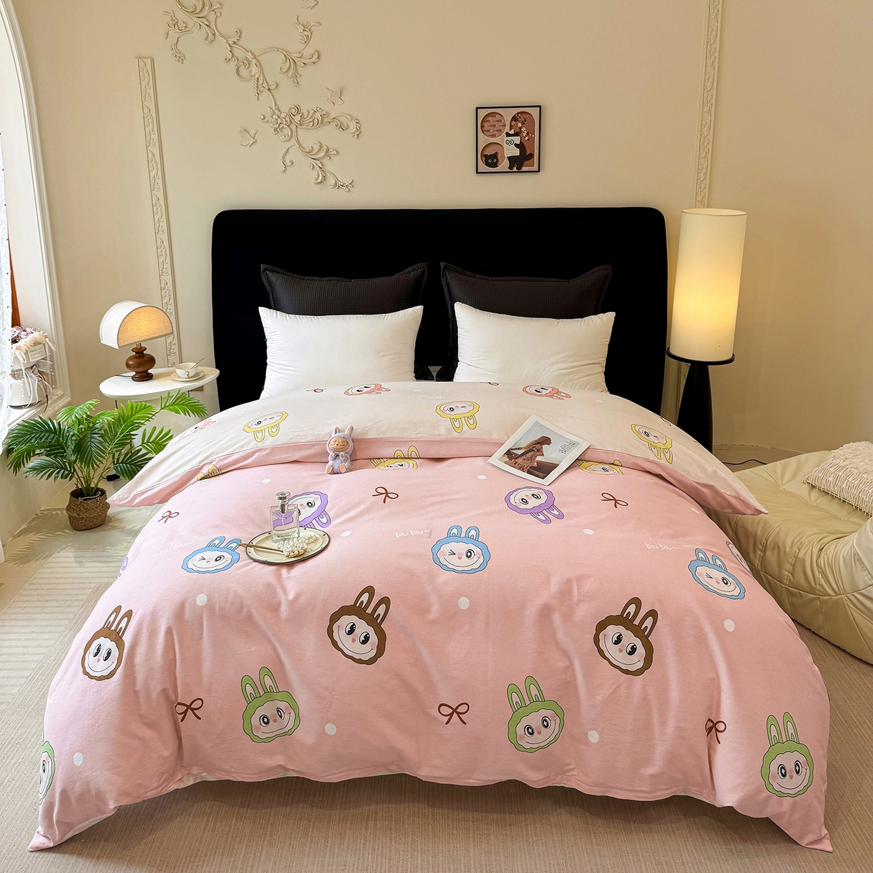 91家纺网 家纺一手货源 找家纺 壹贝家纺 2025新款A类100%全棉纯棉磨毛被套单被套被套单件 拉多-粉