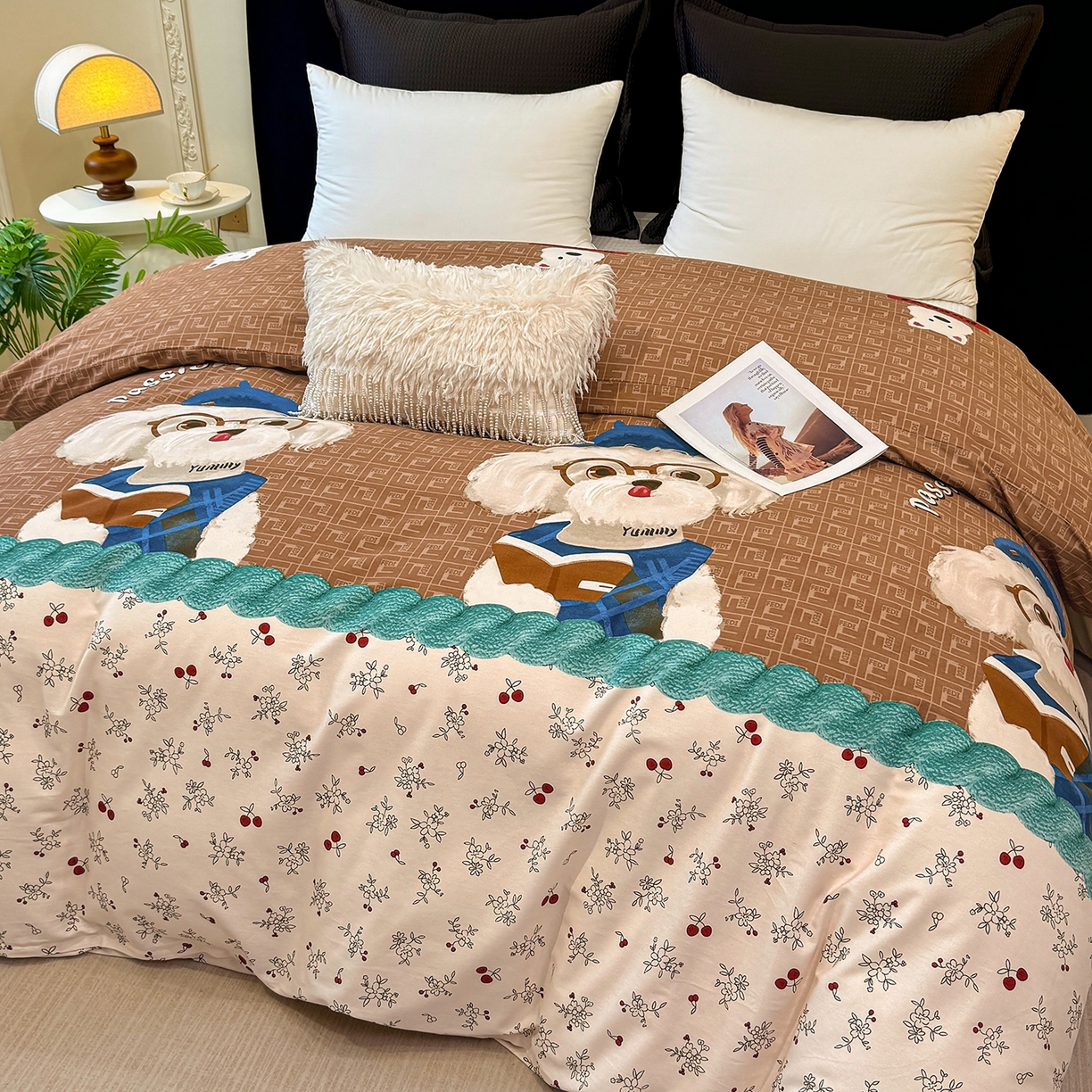 91家纺网 家纺一手货源 找家纺 壹贝家纺 2025新款A类100%全棉纯棉磨毛被套单被套被套单件 凯宝-咖