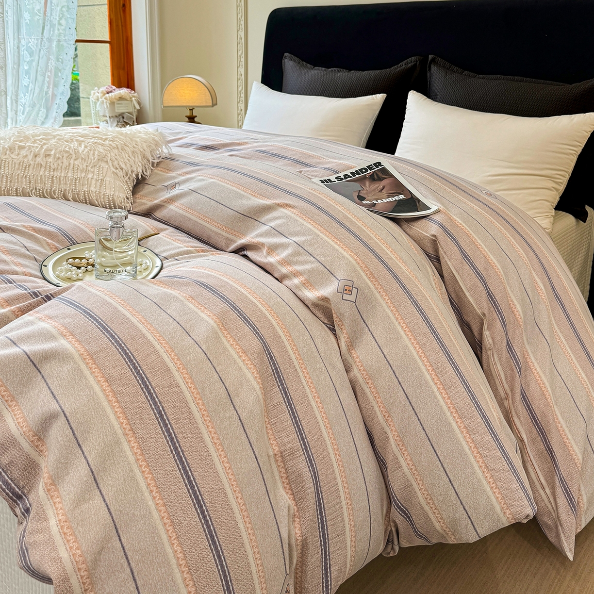 91家纺网 家纺一手货源 找家纺 壹贝家纺 2025新款A类100%全棉纯棉磨毛被套单被套被套单件 凡尔赛-桔