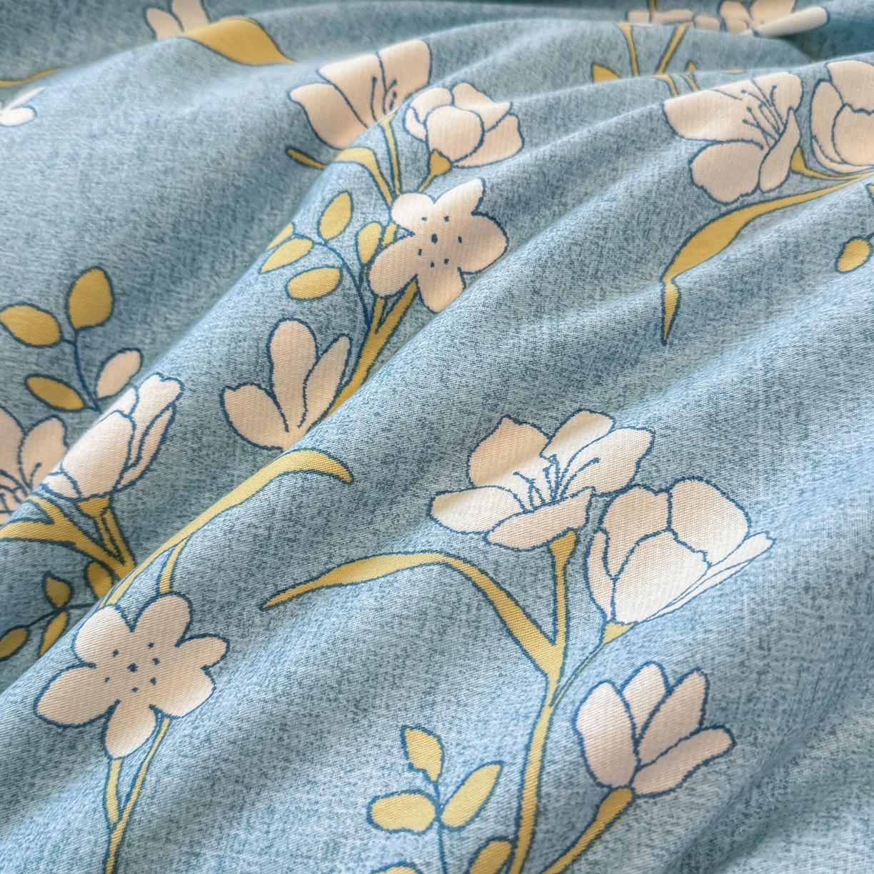 91家纺网 家纺一手货源 找家纺 壹贝家纺 2025新款A类100%全棉纯棉磨毛被套单被套被套单件 蓝莲花