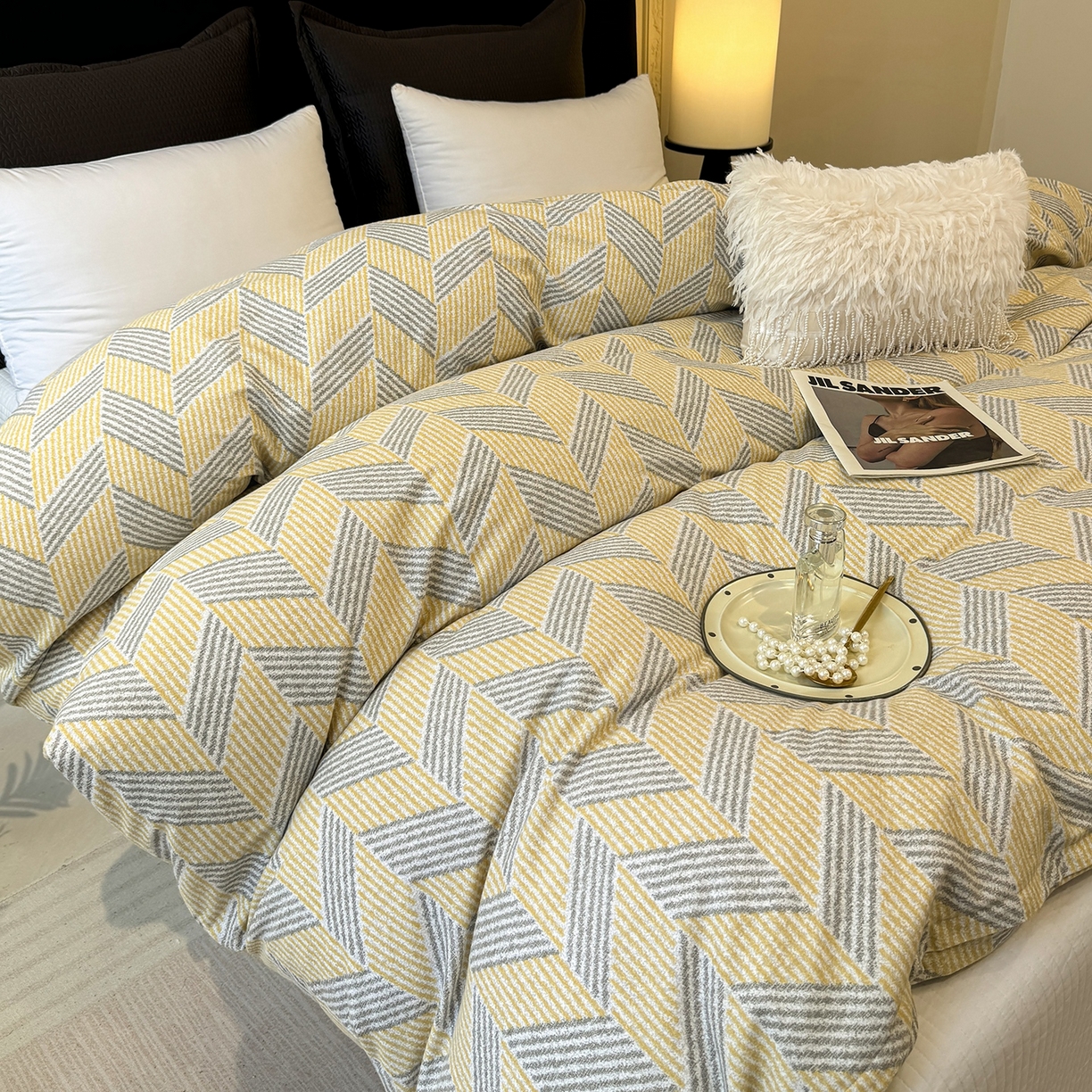 91家纺网 家纺一手货源 找家纺 壹贝家纺 2025新款A类100%全棉纯棉磨毛被套单被套被套单件 施华-灰