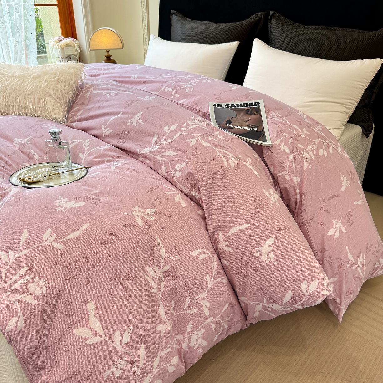 91家纺网 家纺一手货源 找家纺 壹贝家纺 2025新款A类100%全棉纯棉磨毛被套单被套被套单件 春和景明-粉