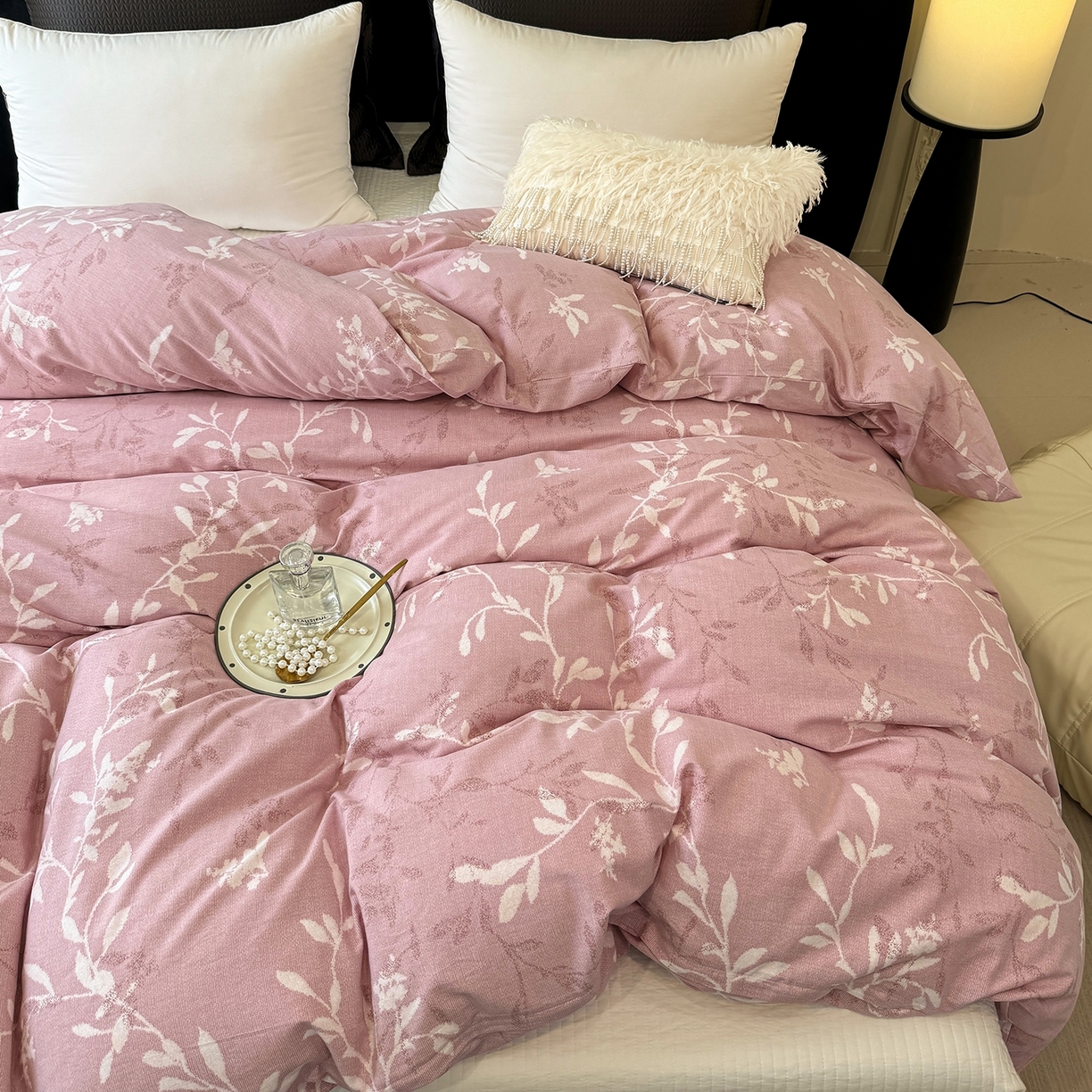 91家纺网 家纺一手货源 找家纺 壹贝家纺 2025新款A类100%全棉纯棉磨毛被套单被套被套单件 春和景明-粉