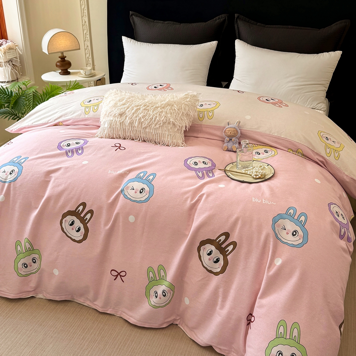 91家纺网 家纺一手货源 找家纺 壹贝家纺 2025新款A类100%全棉纯棉磨毛被套单被套被套单件 拉多-粉