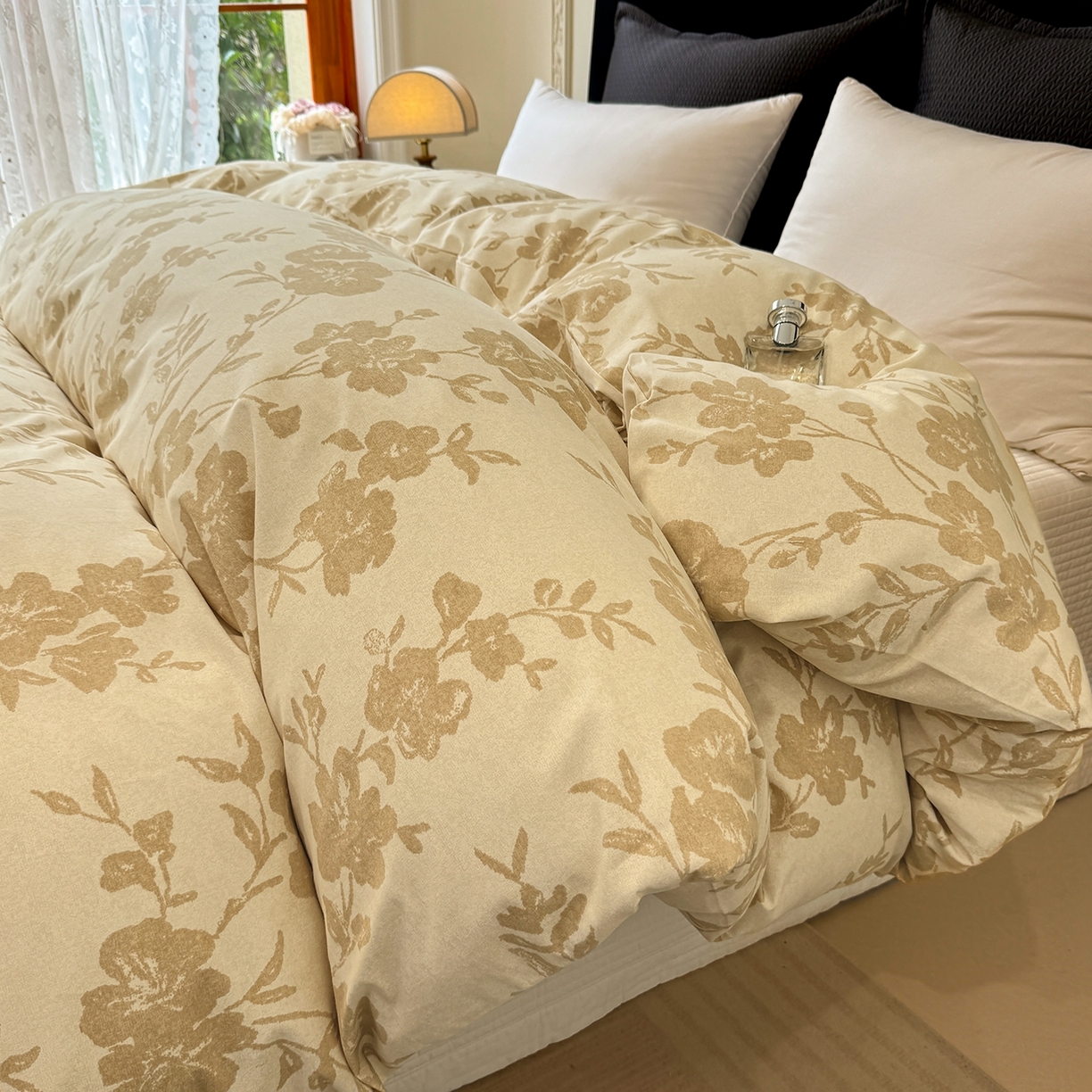 91家纺网 家纺一手货源 找家纺 壹贝家纺 2025新款A类100%全棉纯棉磨毛被套单被套被套单件 梅花印-黄