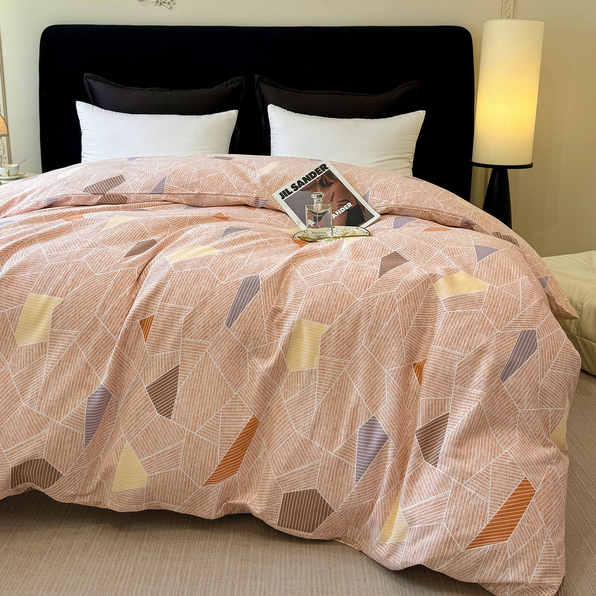 91家纺网 家纺一手货源 找家纺 壹贝家纺 2025新款A类100%全棉纯棉磨毛被套单被套被套单件 记忆碎片-咖