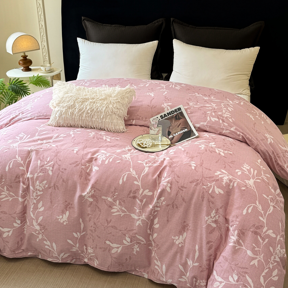 91家纺网 家纺一手货源 找家纺 壹贝家纺 2025新款A类100%全棉纯棉磨毛被套单被套被套单件 春和景明-粉