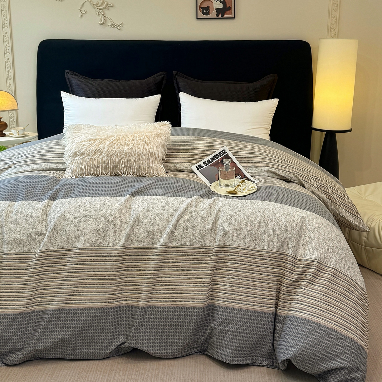 91家纺网 家纺一手货源 找家纺 壹贝家纺 2025新款A类100%全棉纯棉磨毛被套单被套被套单件 亚马-灰