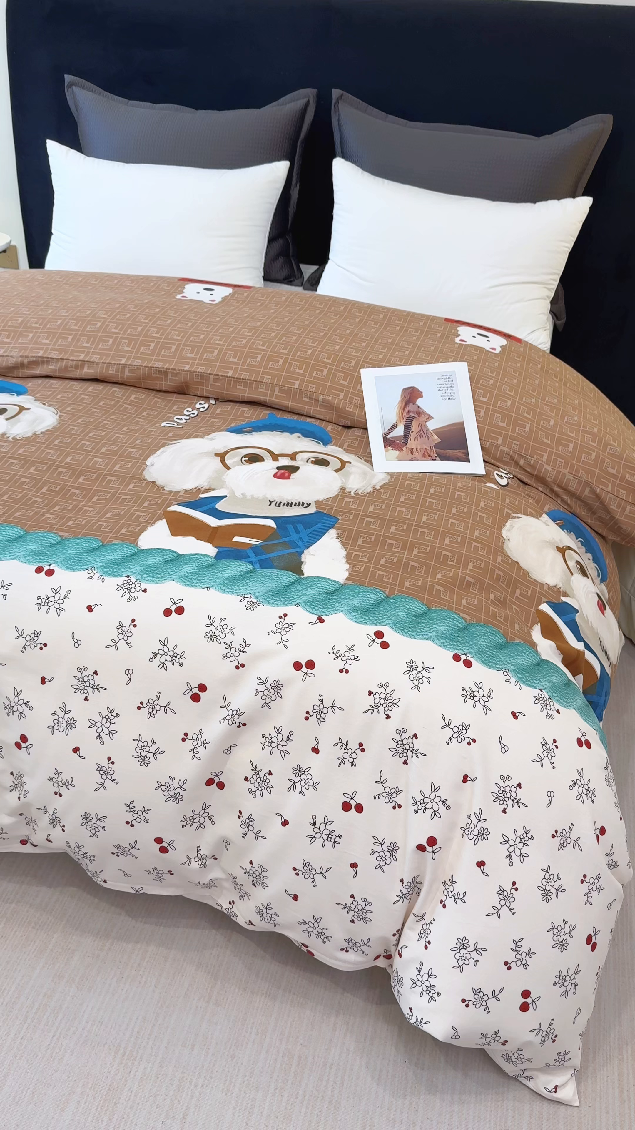 91家纺网 家纺一手货源 找家纺 壹贝家纺 2025新款A类100%全棉纯棉磨毛被套单被套被套单件 凯宝-咖