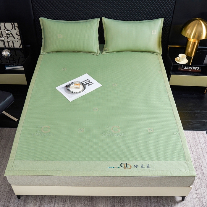 91家纺网 家纺一手货源 找家纺 梵克保罗 2025新款凉感因子母婴级凉感丝豆豆席 香奈儿-水绿