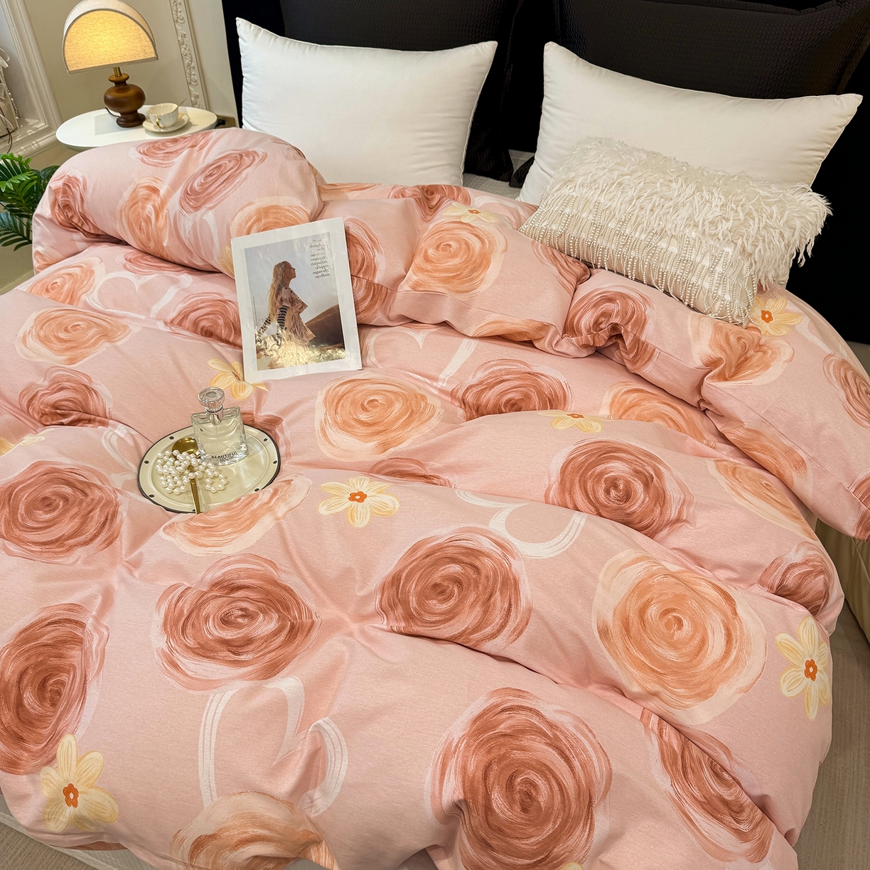 91家纺网 家纺一手货源 找家纺 壹贝家纺 2025新款A类100%全棉纯棉磨毛被套单被套被套单件 浪漫的事