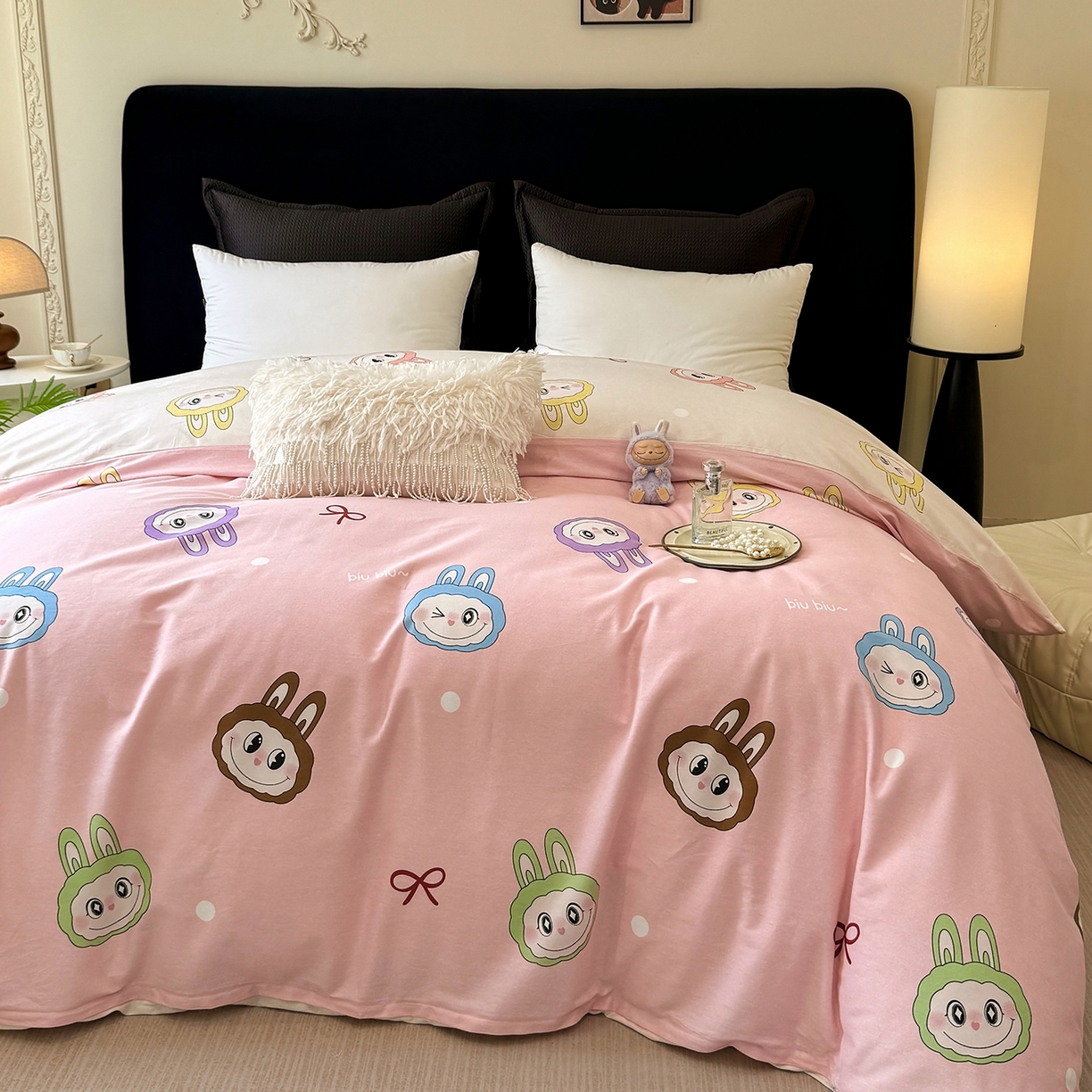 91家纺网 家纺一手货源 找家纺 壹贝家纺 2025新款A类100%全棉纯棉磨毛被套单被套被套单件 拉多-粉