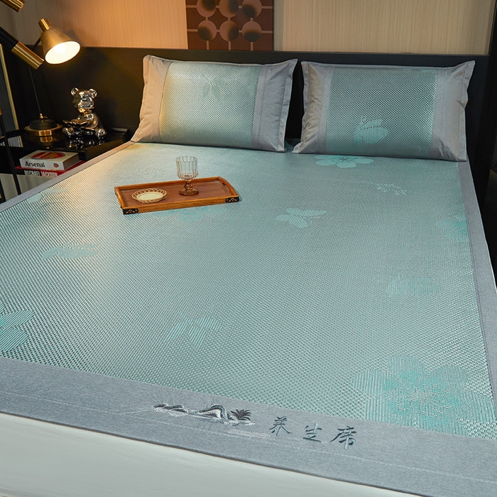 91家纺网 家纺一手货源 找家纺 梵克保罗 2025新款3D复合提花清凉冰藤席-花语系列 花语-绿