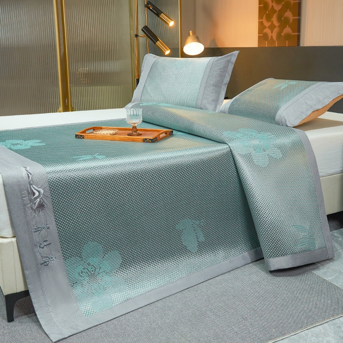 91家纺网 家纺一手货源 找家纺 梵克保罗 2025新款3D复合提花清凉冰藤席-花语系列 花语-绿