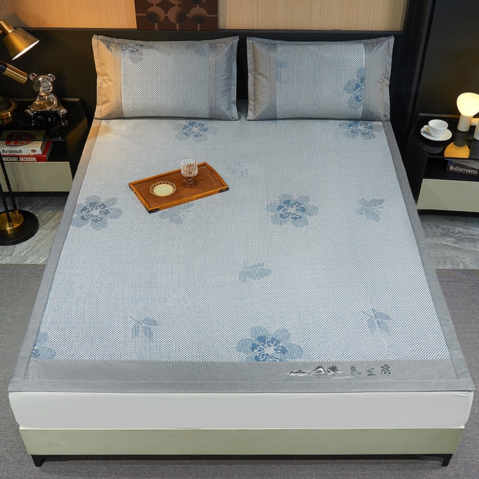 91家纺网 家纺一手货源 找家纺 梵克保罗 2025新款3D复合提花清凉冰藤席-花语系列 花语-香槟