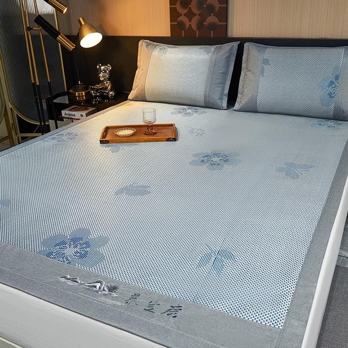 91家纺网 家纺一手货源 找家纺 梵克保罗 2025新款3D复合提花清凉冰藤席-花语系列 花语-香槟