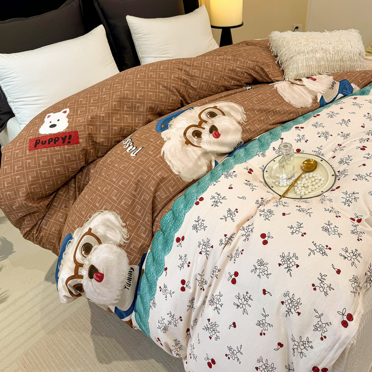 91家纺网 家纺一手货源 找家纺 壹贝家纺 2025新款A类100%全棉纯棉磨毛被套单被套被套单件 凯宝-咖