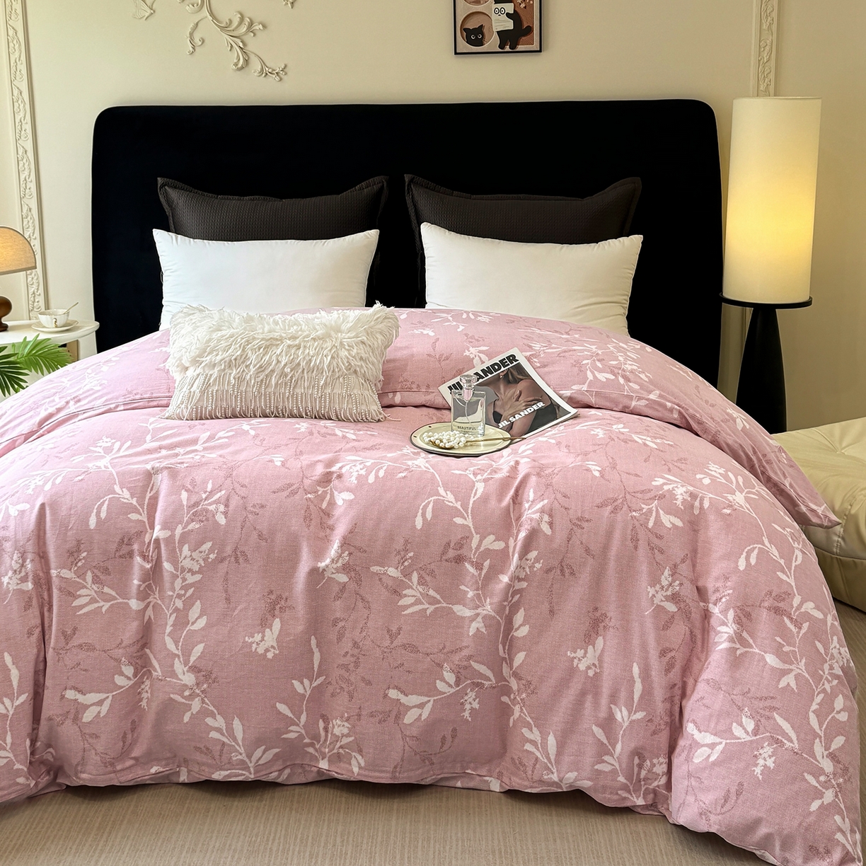 91家纺网 家纺一手货源 找家纺 壹贝家纺 2025新款A类100%全棉纯棉磨毛被套单被套被套单件 春和景明-粉