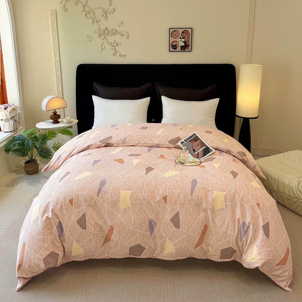 91家纺网 家纺一手货源 找家纺 壹贝家纺 2025新款A类100%全棉纯棉磨毛被套单被套被套单件 记忆碎片-咖