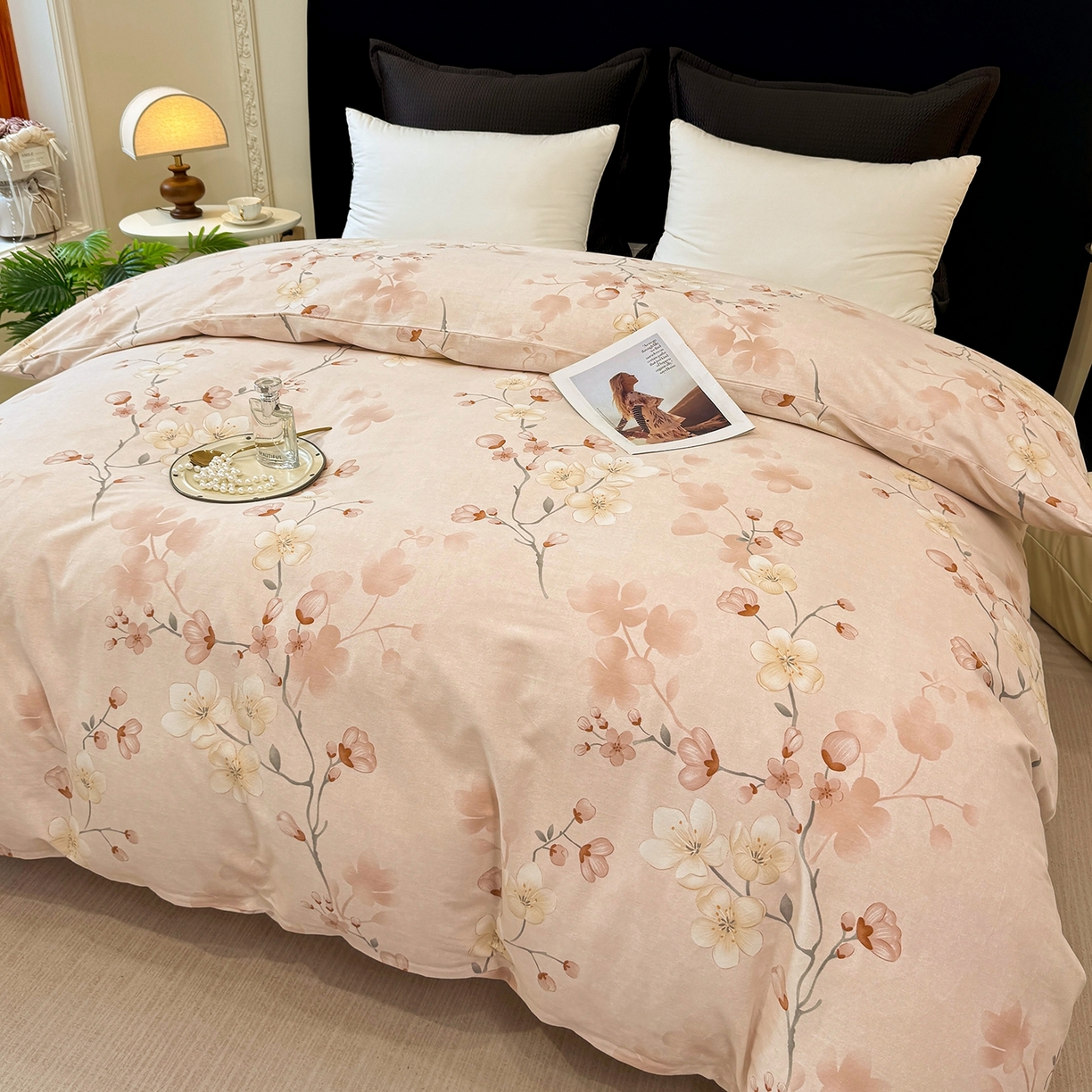 91家纺网 家纺一手货源 找家纺 壹贝家纺 2025新款A类100%全棉纯棉磨毛被套单被套被套单件 十里桃花