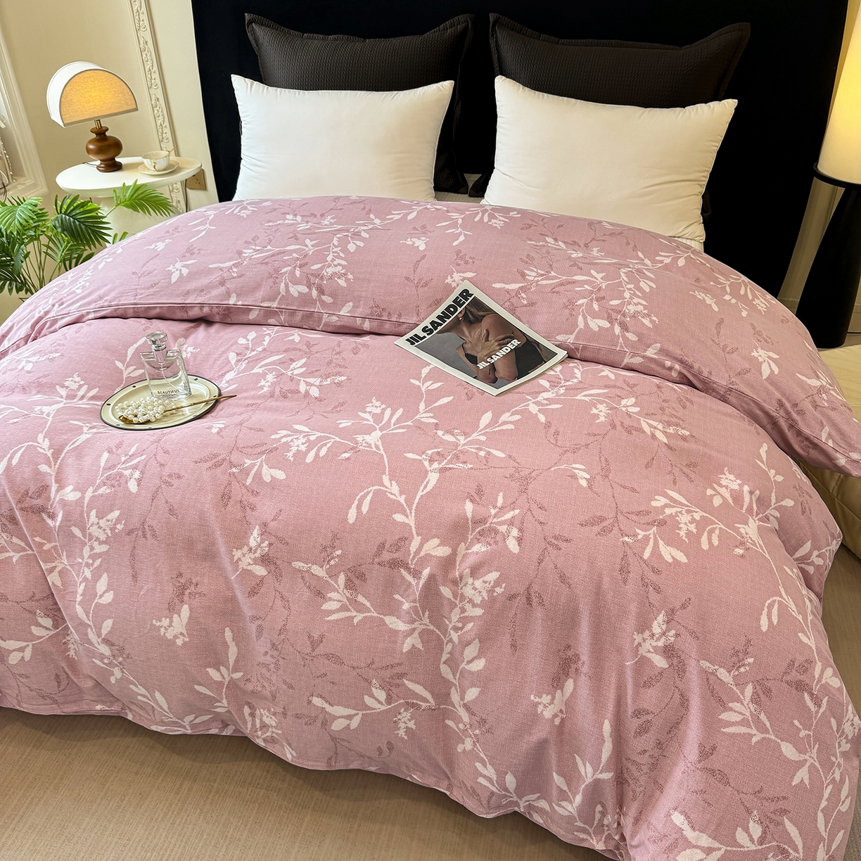 91家纺网 家纺一手货源 找家纺 壹贝家纺 2025新款A类100%全棉纯棉磨毛被套单被套被套单件 春和景明-粉