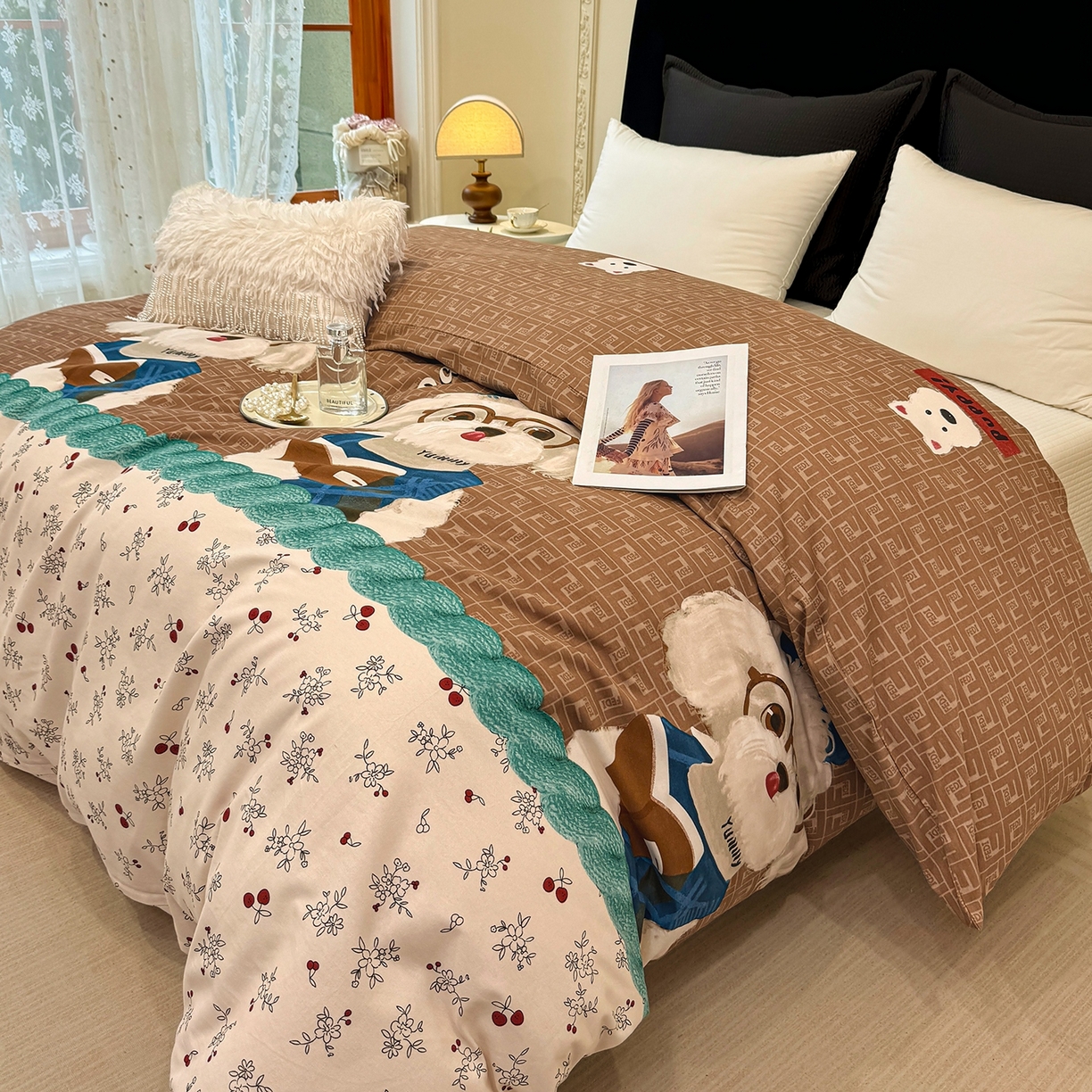 91家纺网 家纺一手货源 找家纺 壹贝家纺 2025新款A类100%全棉纯棉磨毛被套单被套被套单件 凯宝-咖