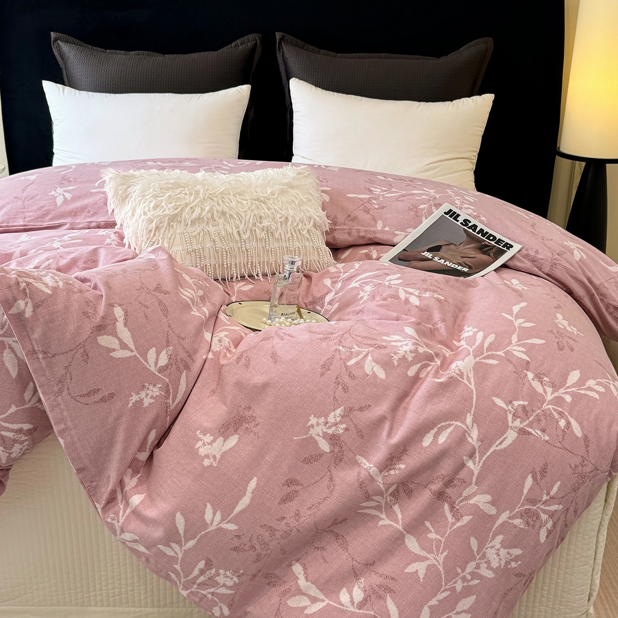 91家纺网 家纺一手货源 找家纺 壹贝家纺 2025新款A类100%全棉纯棉磨毛被套单被套被套单件 春和景明-粉