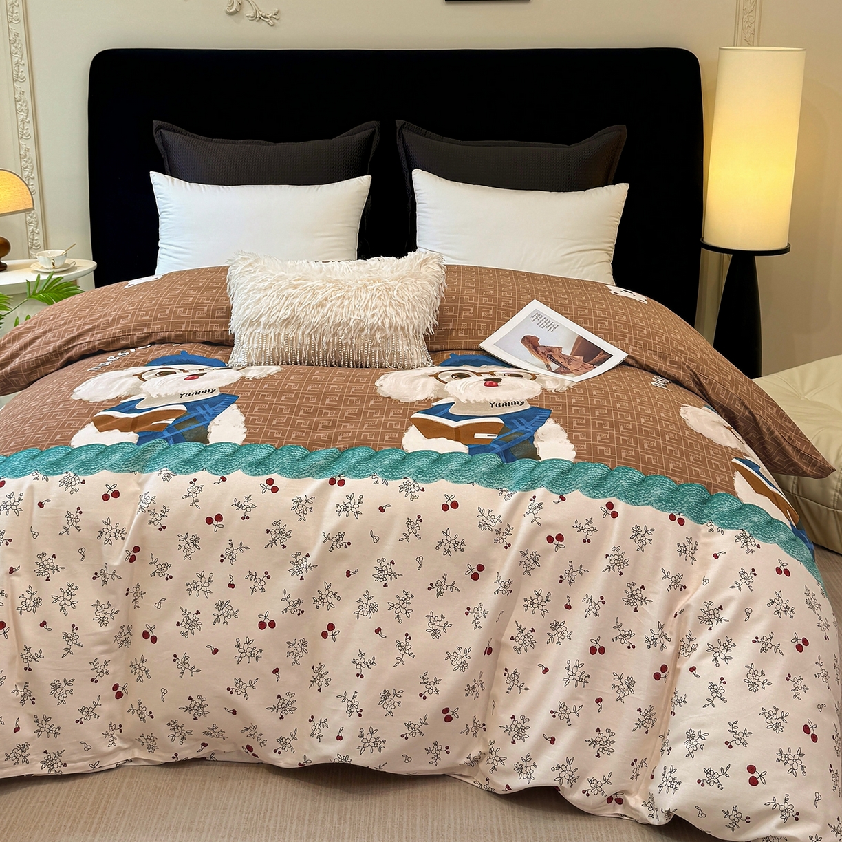 91家纺网 家纺一手货源 找家纺 壹贝家纺 2025新款A类100%全棉纯棉磨毛被套单被套被套单件 凯宝-咖