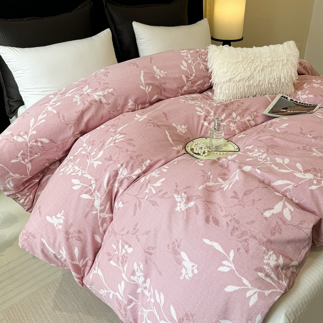 91家纺网 家纺一手货源 找家纺 壹贝家纺 2025新款A类100%全棉纯棉磨毛被套单被套被套单件 春和景明-粉