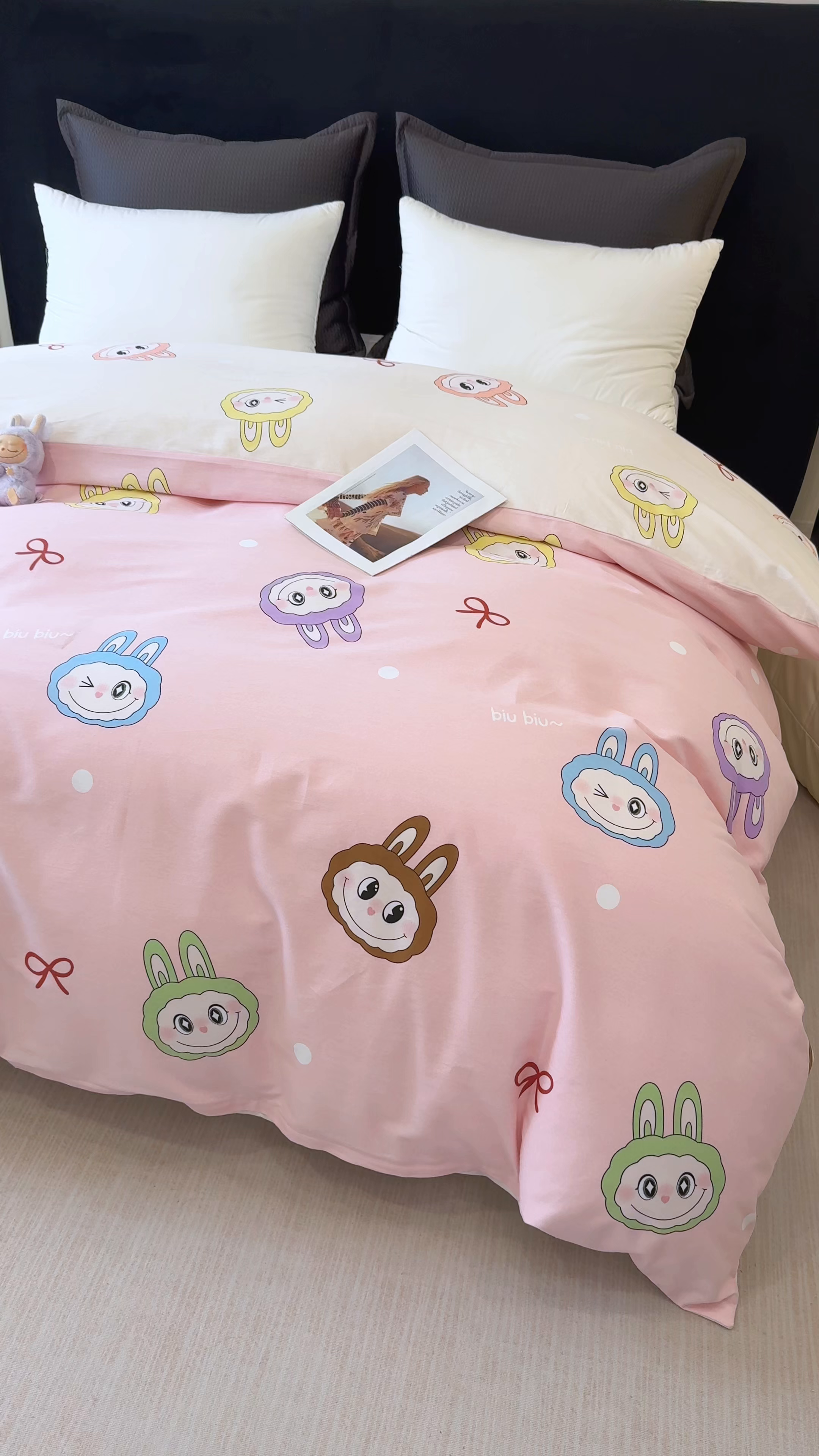 91家纺网 家纺一手货源 找家纺 壹贝家纺 2025新款A类100%全棉纯棉磨毛被套单被套被套单件 拉多-粉