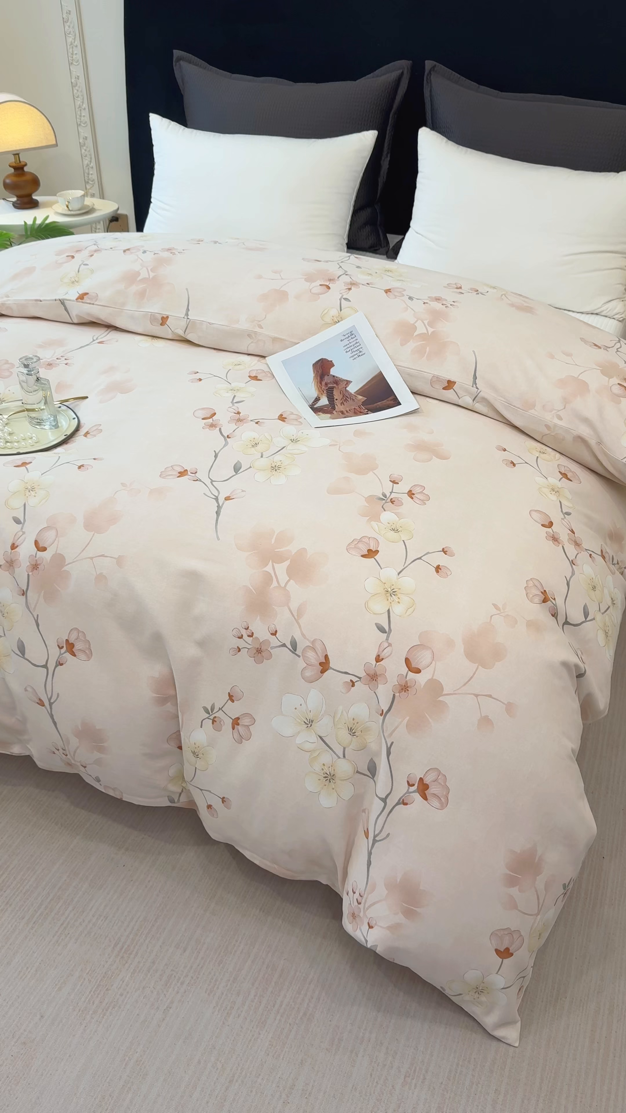 91家纺网 家纺一手货源 找家纺 壹贝家纺 2025新款A类100%全棉纯棉磨毛被套单被套被套单件 十里桃花