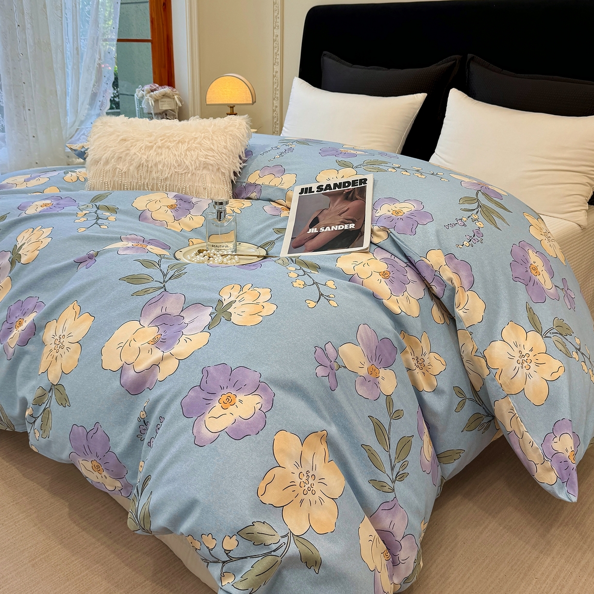 91家纺网 家纺一手货源 找家纺 壹贝家纺 2025新款A类100%全棉纯棉磨毛被套单被套被套单件 莫奈花园