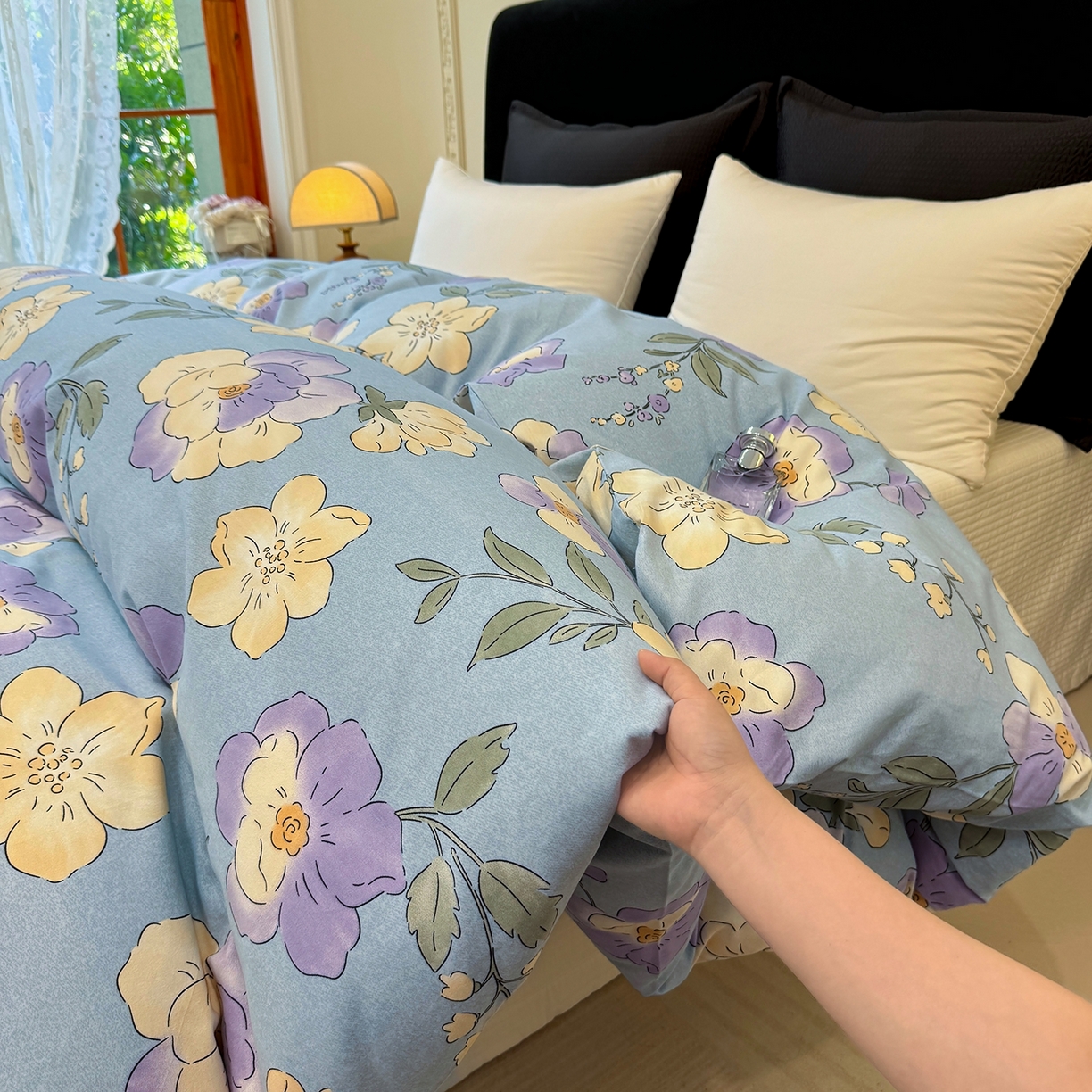 91家纺网 家纺一手货源 找家纺 壹贝家纺 2025新款A类100%全棉纯棉磨毛被套单被套被套单件 莫奈花园