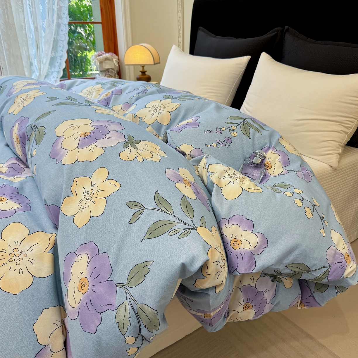 91家纺网 家纺一手货源 找家纺 壹贝家纺 2025新款A类100%全棉纯棉磨毛被套单被套被套单件 莫奈花园