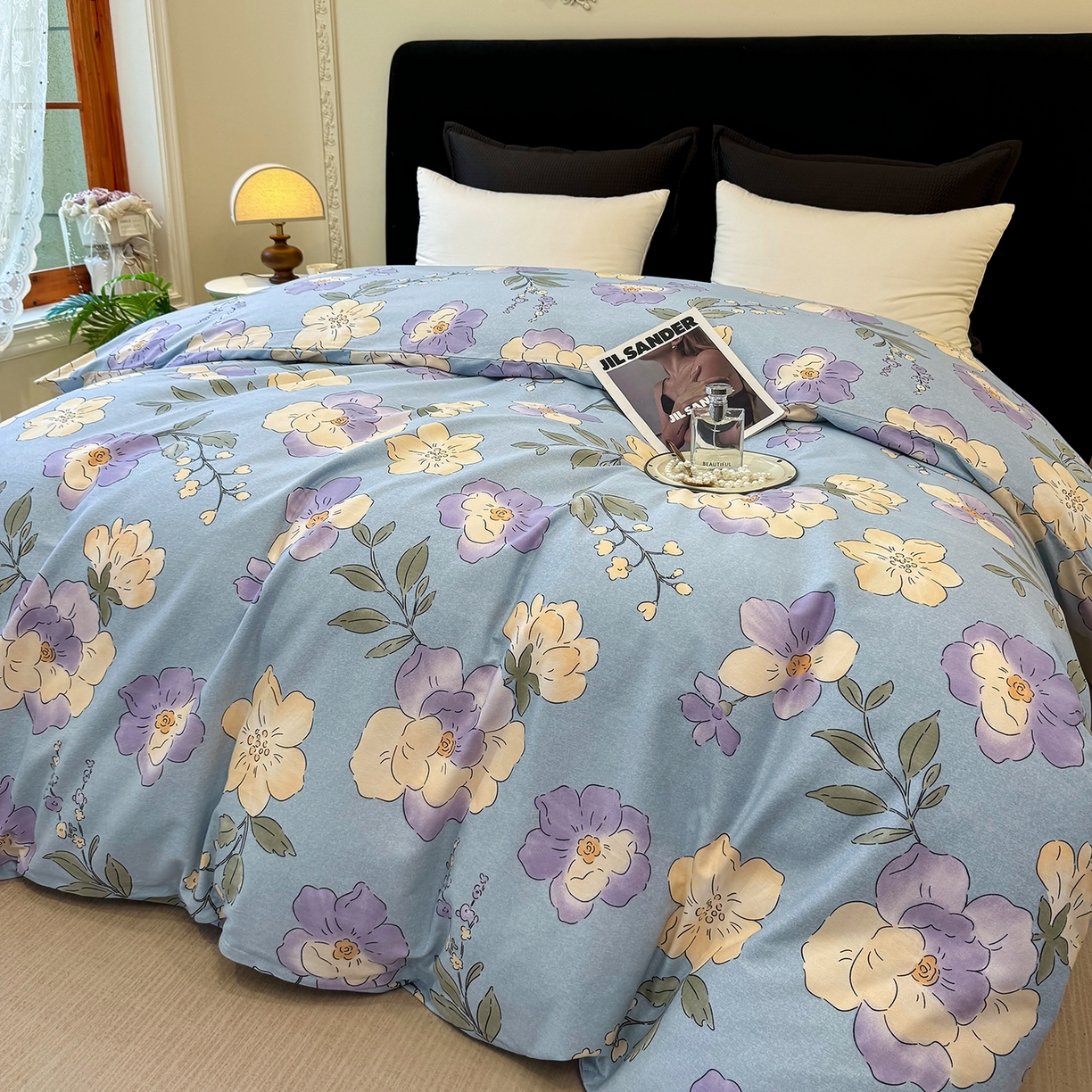 91家纺网 家纺一手货源 找家纺 壹贝家纺 2025新款A类100%全棉纯棉磨毛被套单被套被套单件 莫奈花园