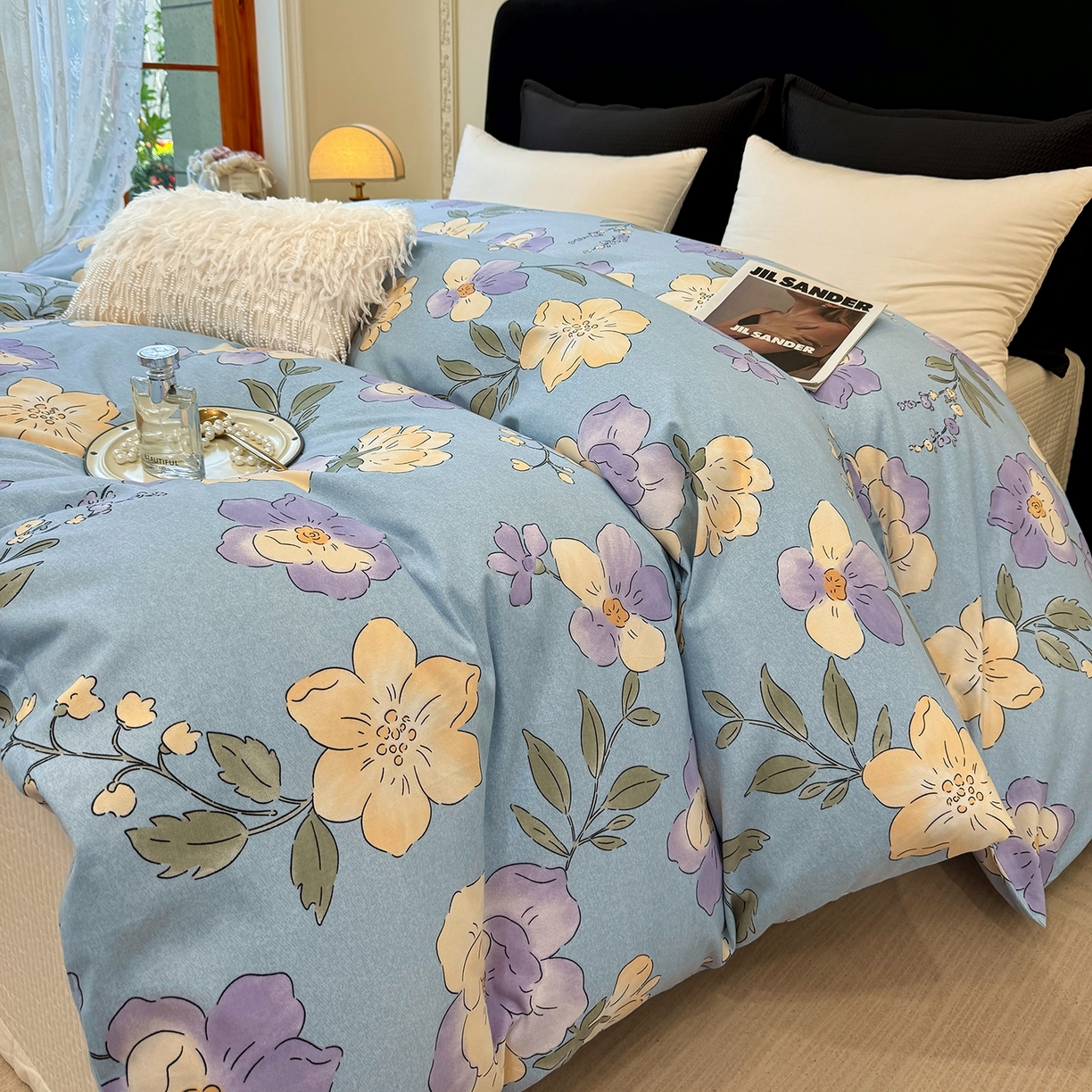 91家纺网 家纺一手货源 找家纺 壹贝家纺 2025新款A类100%全棉纯棉磨毛被套单被套被套单件 莫奈花园