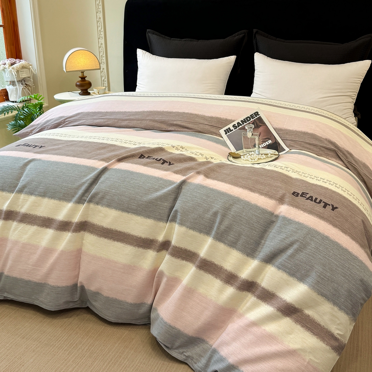 91家纺网 家纺一手货源 找家纺 壹贝家纺 2025新款A类100%全棉纯棉磨毛被套单被套被套单件 信条主义-咖