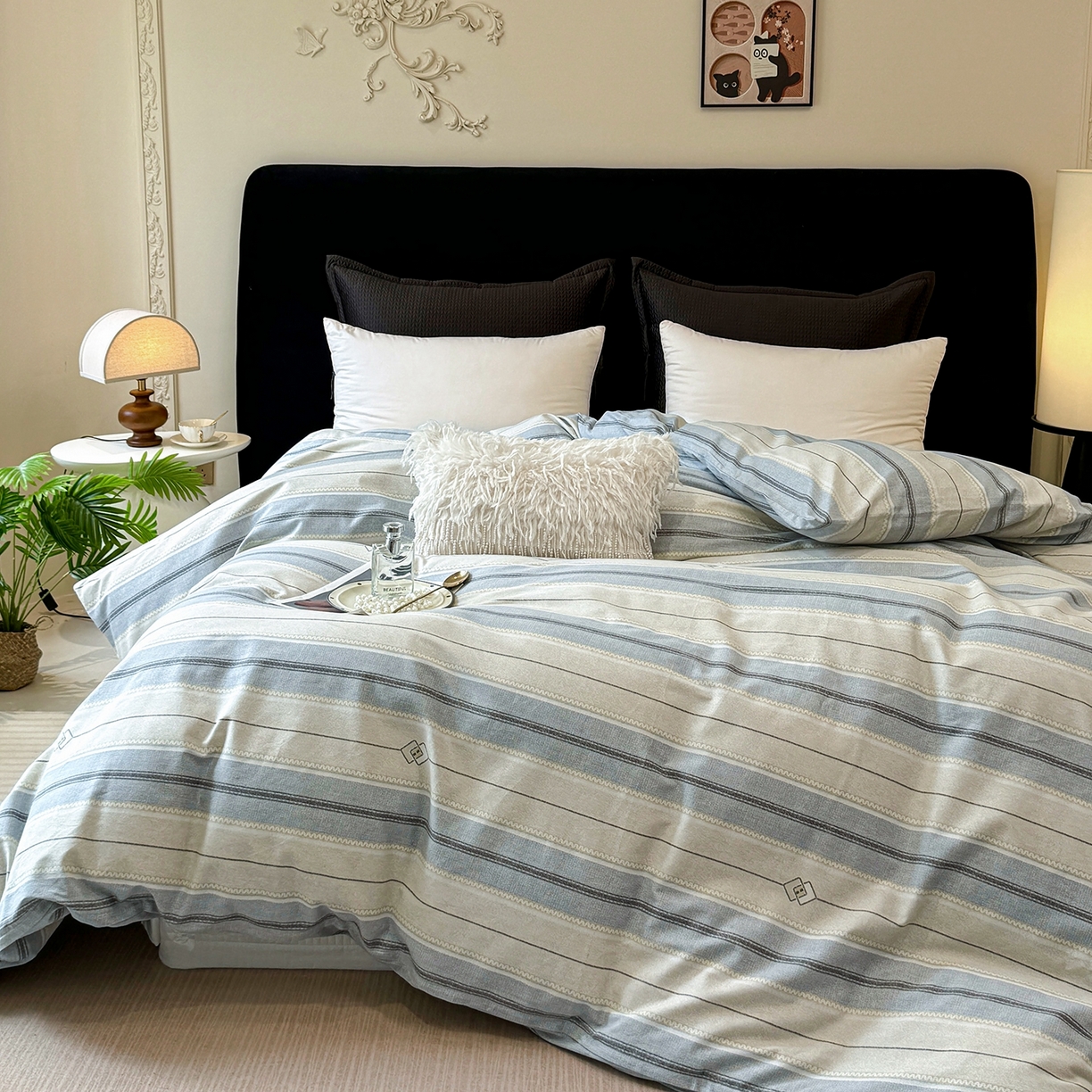 91家纺网 家纺一手货源 找家纺 壹贝家纺 2025新款A类100%全棉纯棉磨毛被套单被套被套单件 凡尔赛-灰