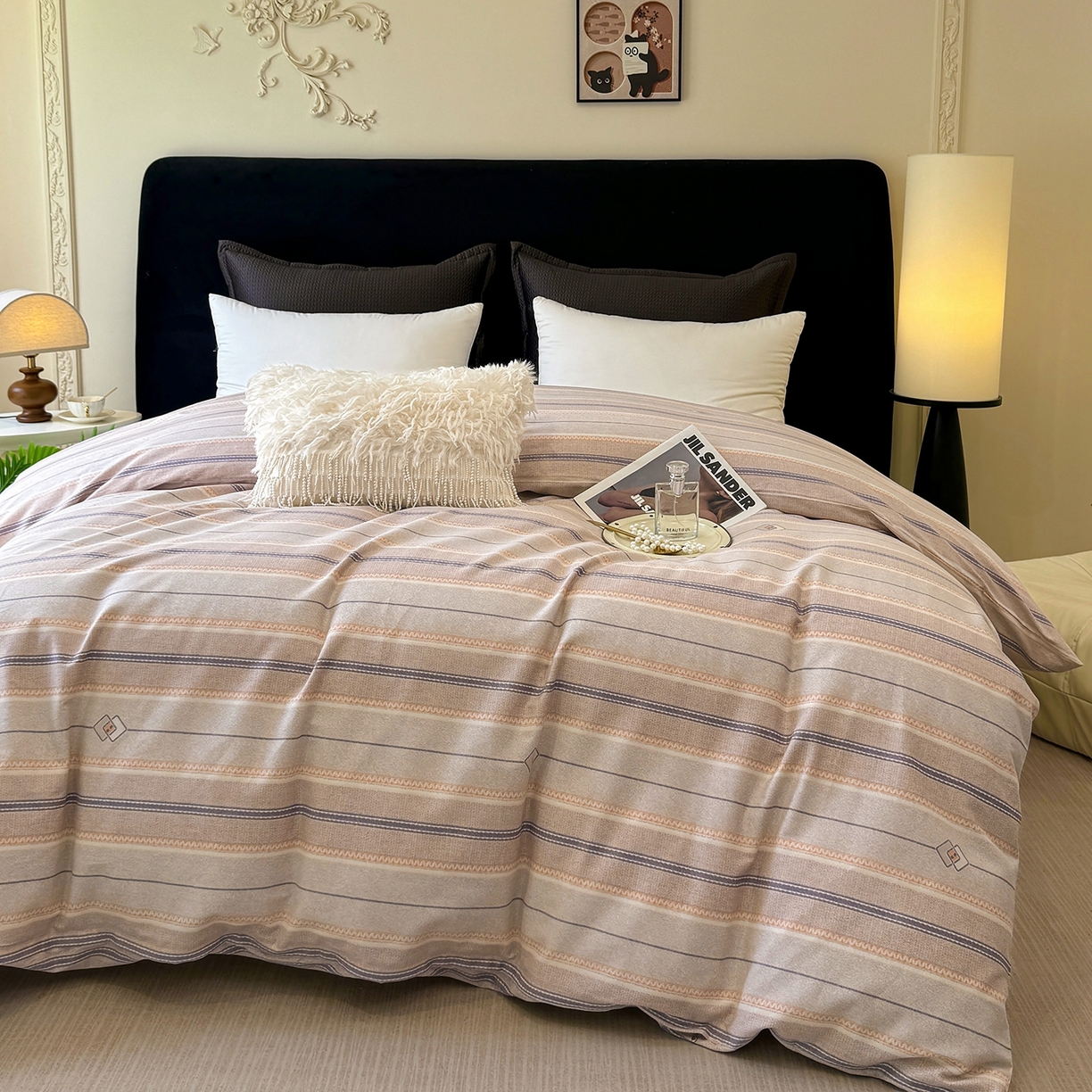 91家纺网 家纺一手货源 找家纺 壹贝家纺 2025新款A类100%全棉纯棉磨毛被套单被套被套单件 凡尔赛-桔