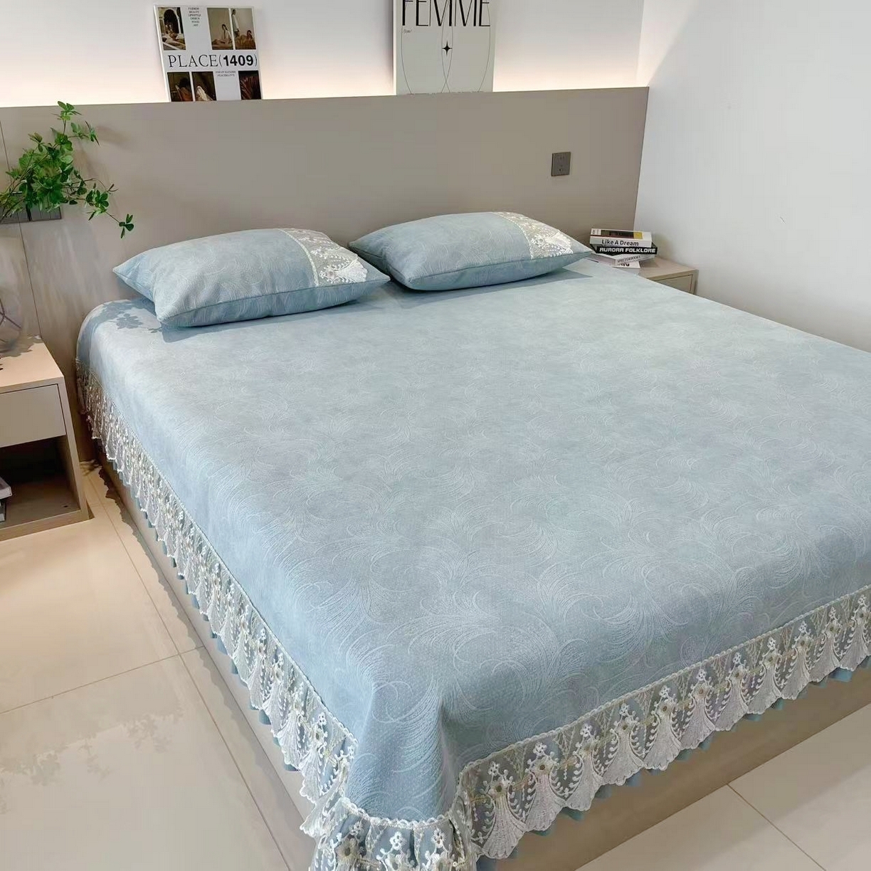 91家纺网 家纺一手货源 找家纺 （总）峻杨 2025新款柔软亲肤大尺寸防滑床单床用床盖炕单雪尼尔大床单可机洗-幽幽凤竹