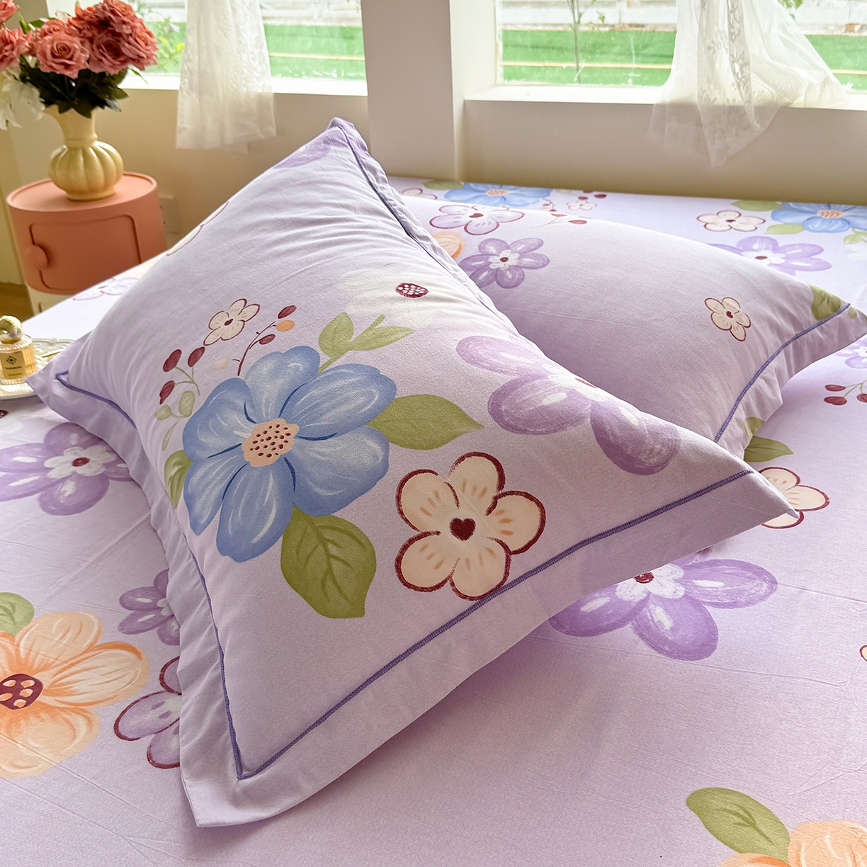 91家纺网 家纺一手货源 找家纺 壹贝家纺 2025新款A类100%全棉纯棉磨毛枕套单枕套枕套单件 紫魅