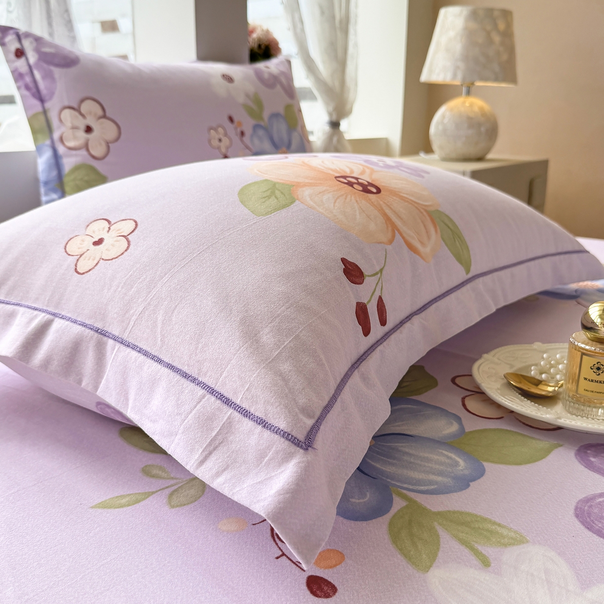 91家纺网 家纺一手货源 找家纺 壹贝家纺 2025新款A类100%全棉纯棉磨毛枕套单枕套枕套单件 紫魅