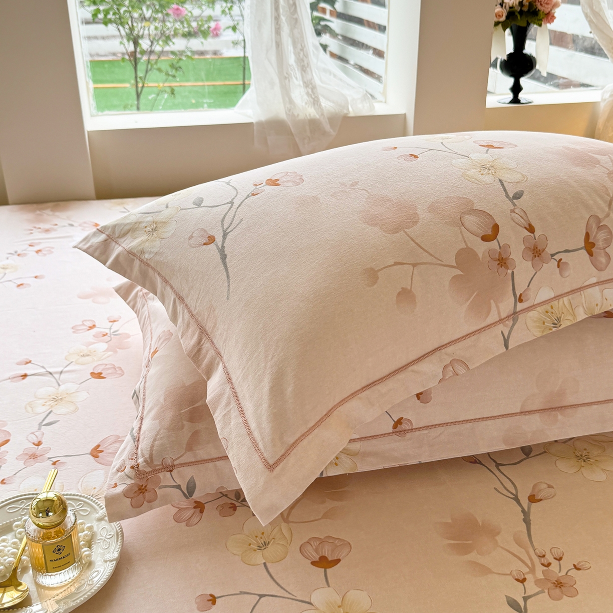 91家纺网 家纺一手货源 找家纺 壹贝家纺 2025新款A类100%全棉纯棉磨毛枕套单枕套枕套单件 十里桃花