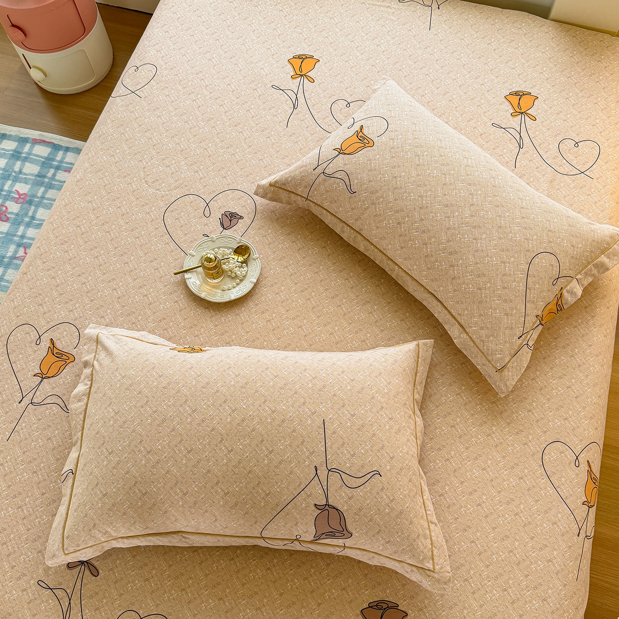 91家纺网 家纺一手货源 找家纺 壹贝家纺 2025新款A类100%全棉纯棉磨毛枕套单枕套枕套单件 小香玉-咖