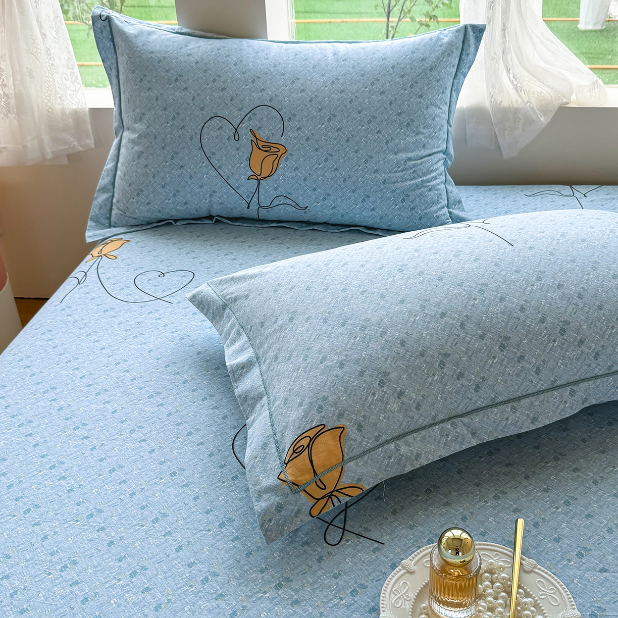 91家纺网 家纺一手货源 找家纺 壹贝家纺 2025新款A类100%全棉纯棉磨毛枕套单枕套枕套单件 小香玉-蓝